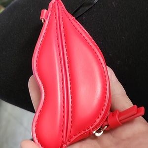 Diane Von Furstenberg DVF Lip Shape Coin Purse Accessories Bag, Red